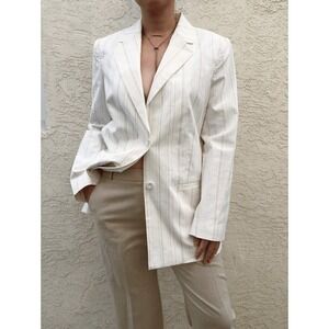 NWOT Rebecca Taylor Tailored Stitched Stripe Blazer Snow Combo Size‎ 10 Career